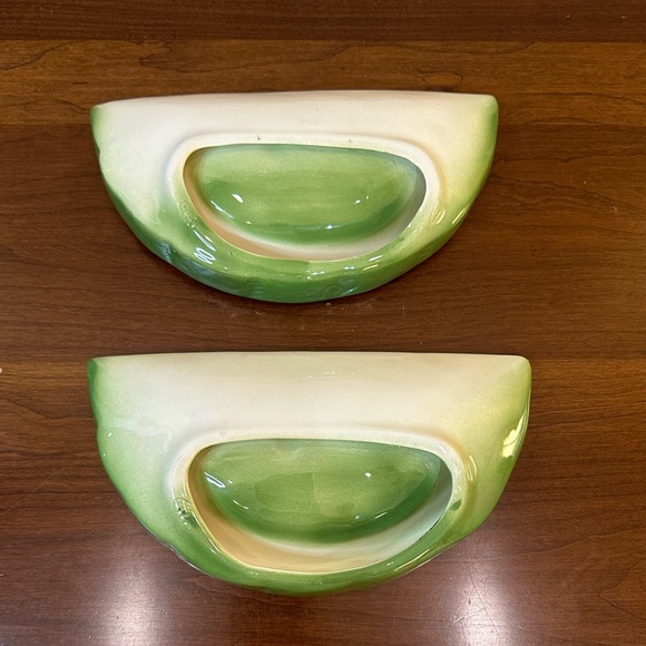 🌟5xHP🌟VTG 1970s-80s Set of 2 Glazed Ceramic Watermelon Slice Plates Hobbyist - Picture 12 of 15